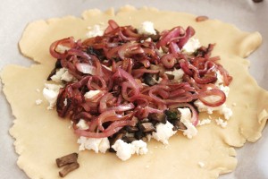 caramelized onion, mushroom and goat cheese galette