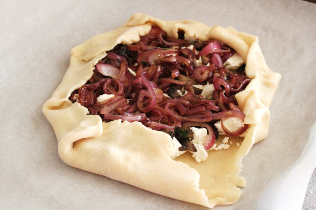 caramelized onion, mushroom and goat cheese galette