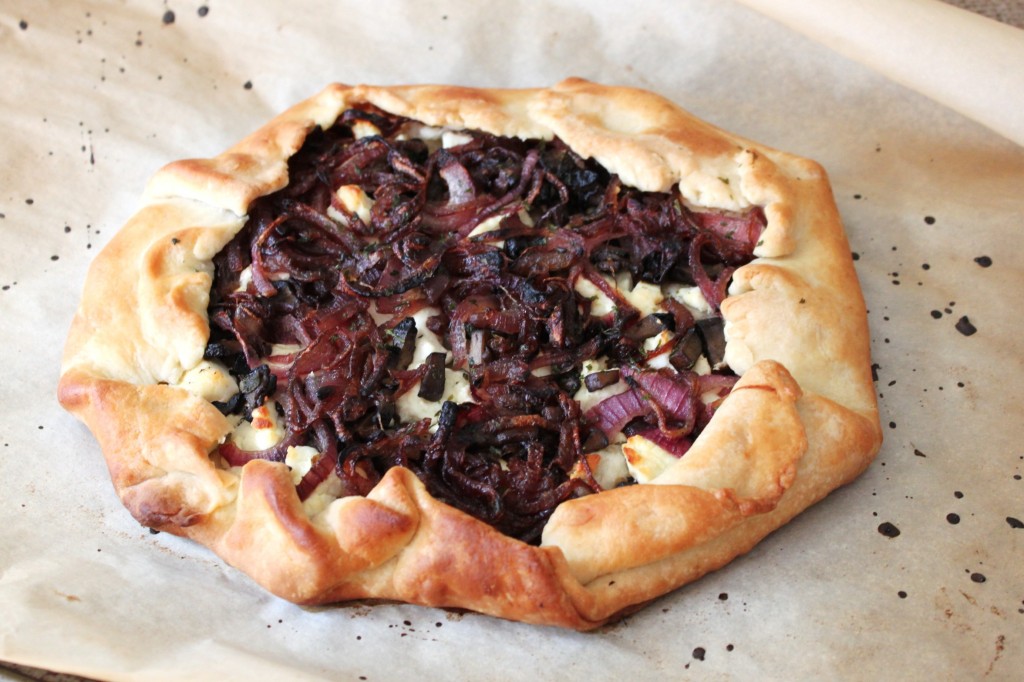 caramelized onion, mushroom and goat cheese galette