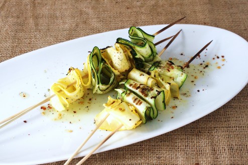 grilled zucchini and summer squash ribbons