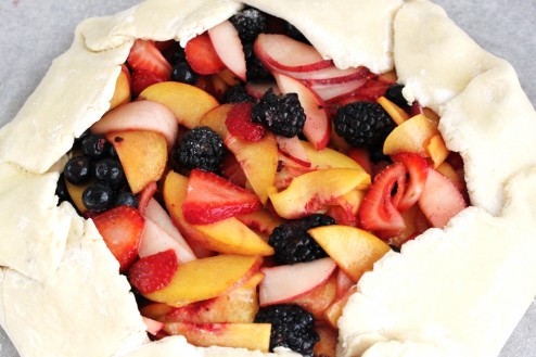 rustic peach and berry tart
