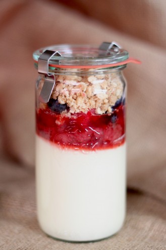 berry cheesecake in a jar