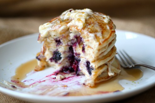 Easy Blueberry Lime Pancakes with Orange Bourbon Maple Butter