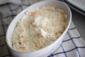 baked goat cheese & caramelized onion gratin