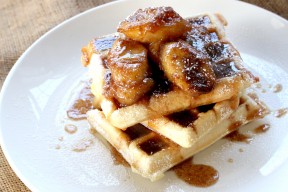 Easy Banana Bourbon Waffles