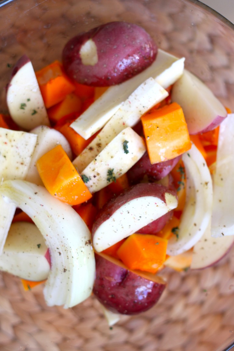 Roast Root Vegetable, Feta & Spinach Salad Elegant Made Easy by Jessica