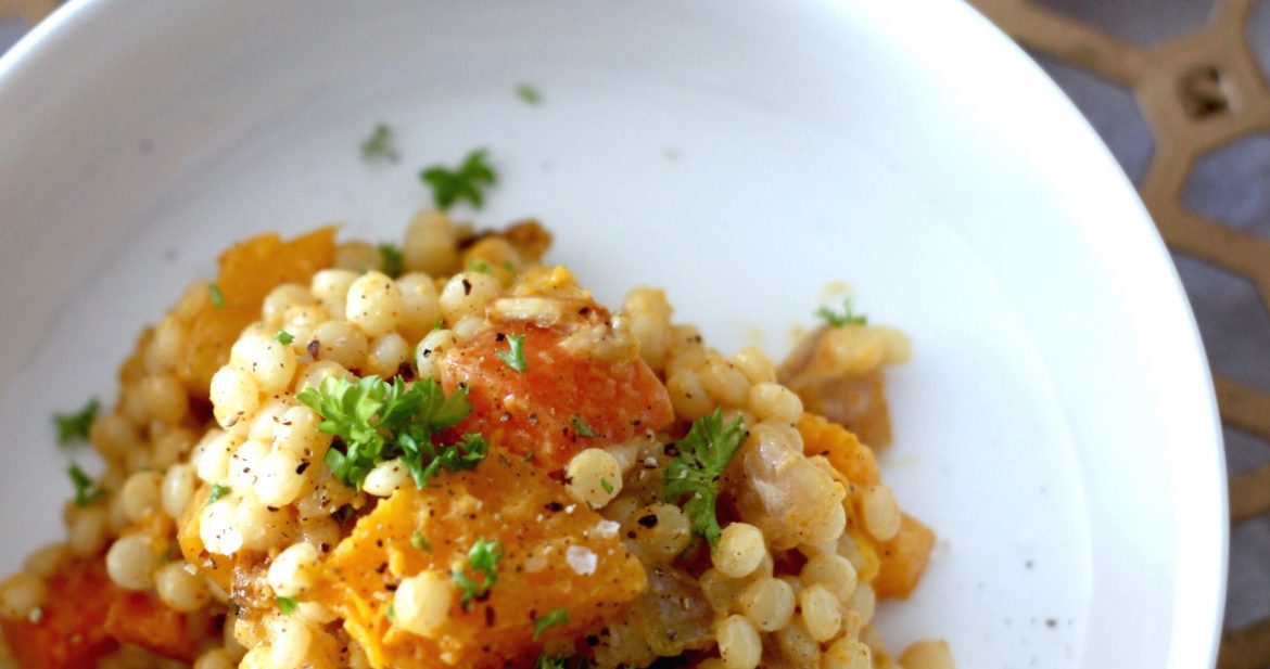 Curried Israeli Couscous with Roasted Root Vegetables