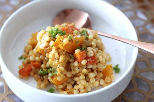 Curried Israeli Couscous with Roasted Root Vegetables